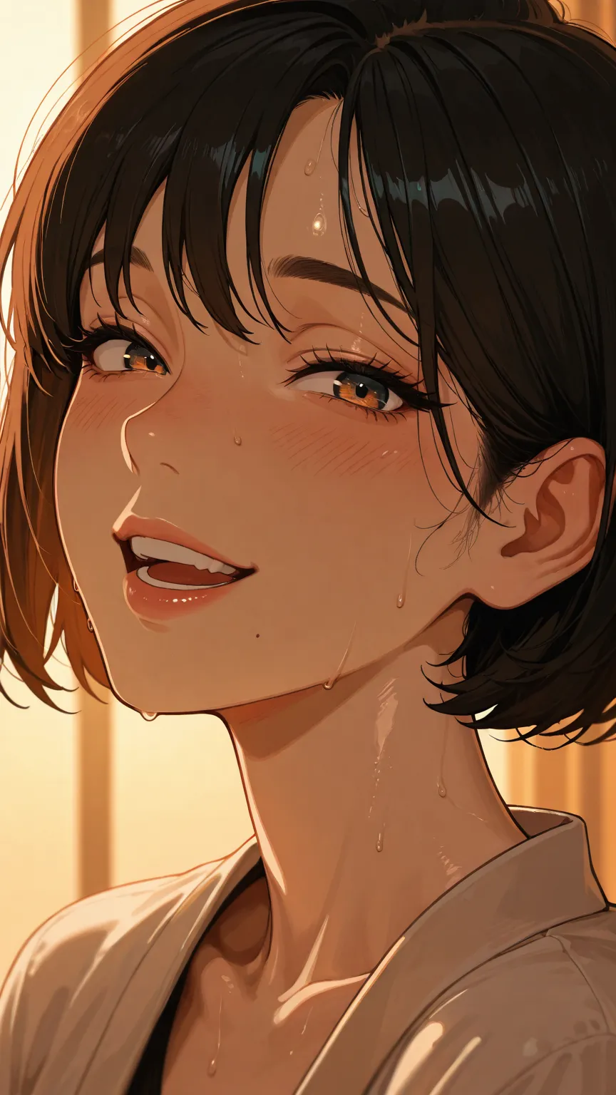 Ethnicity and age modifiers produce dramatically different results — this middle-aged Korean woman with laugh lines and narrow eyes is worlds apart from the generic AI default face.