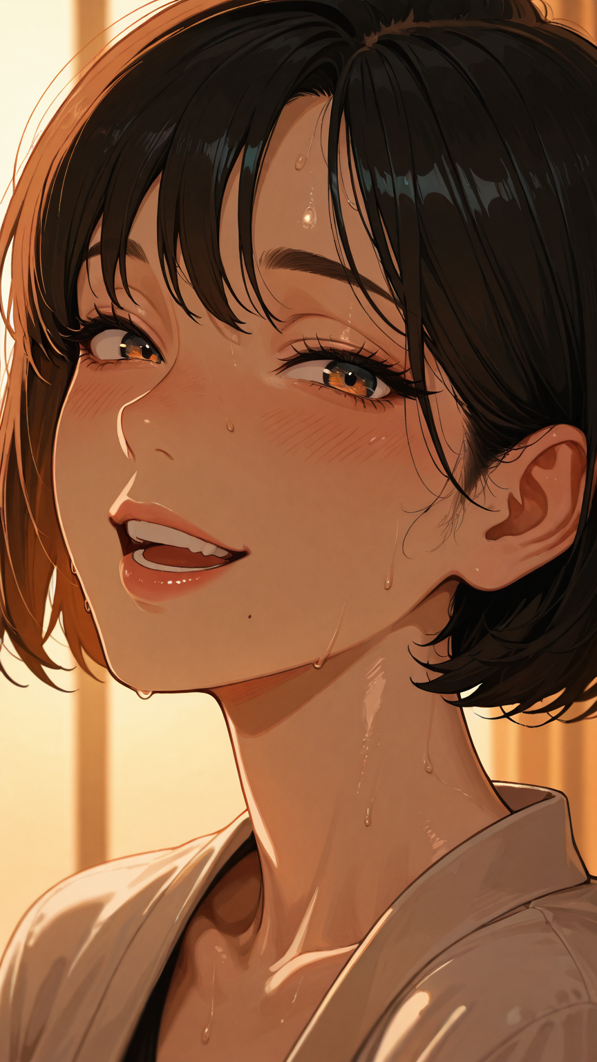 Ethnicity and age modifiers produce dramatically different results — this middle-aged Korean woman with laugh lines and narrow eyes is worlds apart from the generic AI default face.