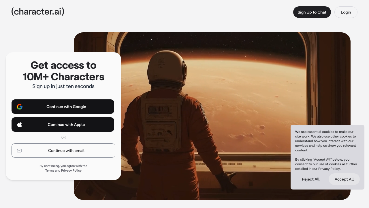 Character.ai platform interface and features